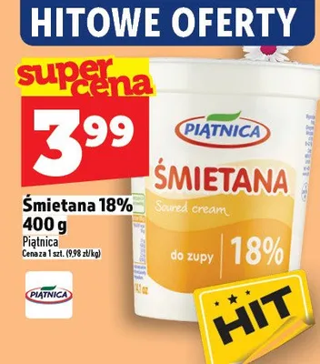 Śmietana 18% promocja w TOPAZ
