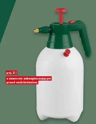 Opryskiwacz ciśnieniowy z wyłącznikiem bezpieczeństwa w uchwycie, dysza mosiężna o regulowanym promieniu spryskiwania promocja w Kaufland