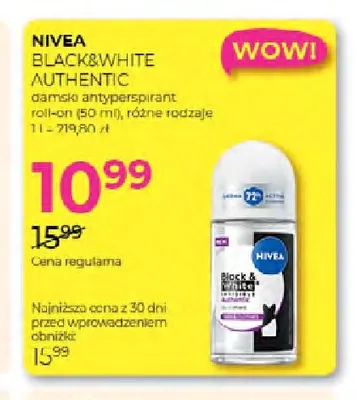Damski antyperspirant roll-on Black & White Authentic Nivea promocja w Drogerie Jawa