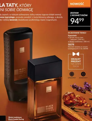 Zestaw 2 kosmetyków Avon Black Suede Daring: żel do mycia ciała i włosów, woda toaletowa promocja w AVON