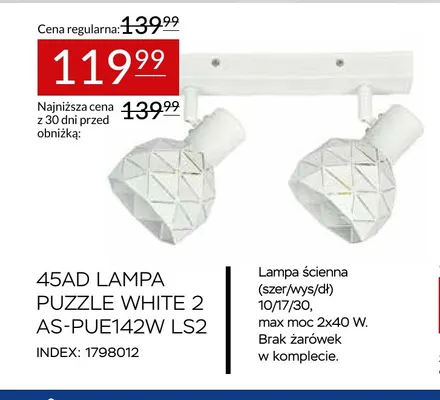 45AD Lampa Puzzle White 2 AS-PUE142W LS2 promocja w Abra Meble