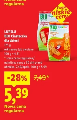 BIO Ciasteczka dla dzieci owsiane Lupilu promocja w Lidl