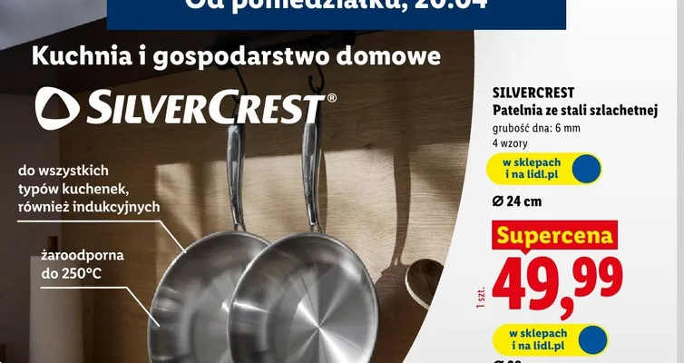 Patelnia ze stali szlachetnej Ø 24cm promocja w Lidl