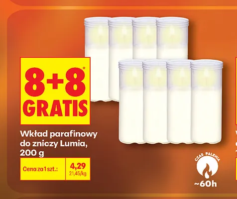 Wkład parafinowy do zniczy Lumia promocja w Biedronka