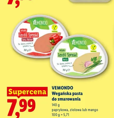 Wegańska pasta do smarowania Vemondo mango promocja w Lidl