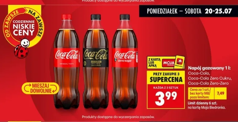 Napój gazowany Coca-Cola Zero-Zero promocja w Biedronka