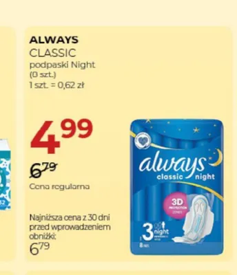 Podpaski Always Classic Night promocja w Drogerie Jawa