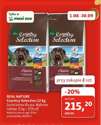 Sucha karma dla psa REAL NATURE Country Selection Alpine promocja w MAXI ZOO