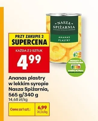 Ananas w puszce plastry w lekkim syropie Nasza Spiżarnia promocja w Biedronka