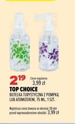 Butelka turystyczna z pompką Top Choice promocja w Drogerie Natura
