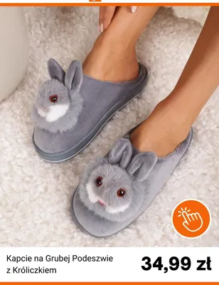 Kapcie na grubej podeszwie z króliczkiem promocja w Born2be