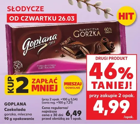 Czekolada gorzka 60% Goplana promocja w Kaufland