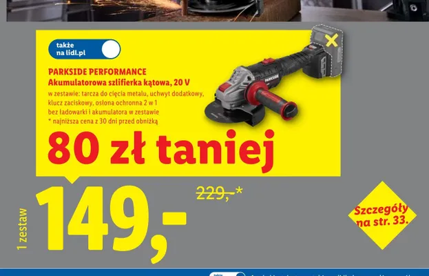 Akumulatorowa szlifierka kątowa PARKSIDE PERFORMANCE 20V promocja w Lidl