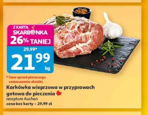 Karkówka wieprzowa w przyprawach gotowa do pieczenia Auchan promocja w Auchan