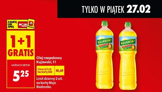 Olej rzepakowy Kujawski promocja w Biedronka