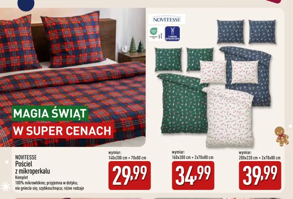 Pościel z mikroperkalu 160x200 cm + 2x70x80 cm Novitesse promocja w Aldi