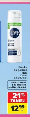 Pianka do golenia Nivea Men Sensitive promocja w Carrefour