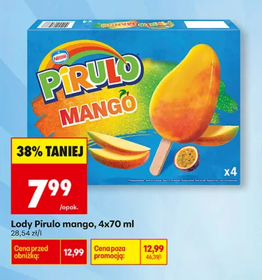 Lody Pirulo mango 4-pak 70 ml promocja w Biedronka