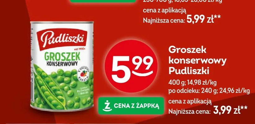 Groszek konserwowy Pudliszki promocja w Żabka