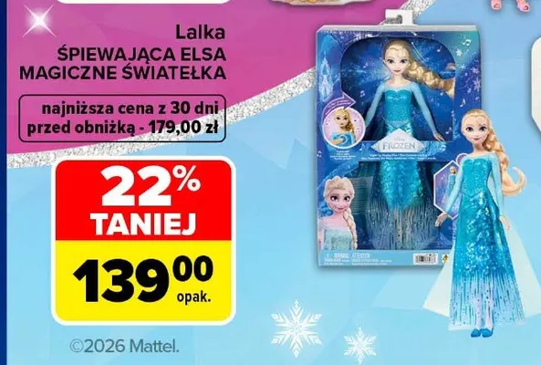 Lalka śpiewająca Elsa Magiczne Światełka Disney Kraina Lodu promocja w Carrefour