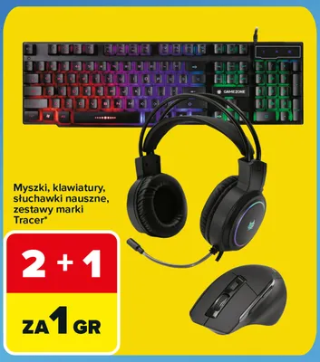 Myszki klawiatury słuchawki nauszne i zestawy Tracer promocja w Carrefour
