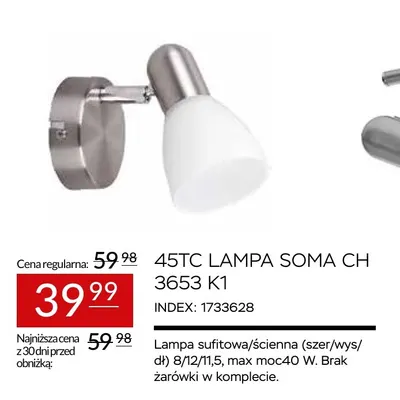 45TC Lampa Soma Ch 3653 K1 promocja w Abra Meble