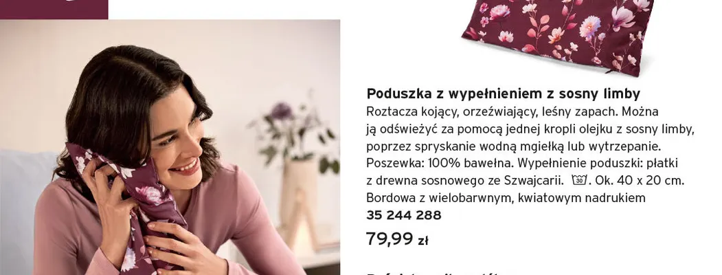 Poduszka z wypełnieniem z sosny limby promocja w Tchibo