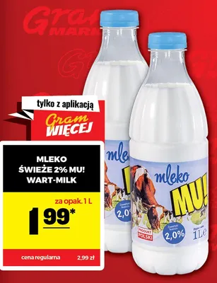 Mleko świeże 2% MU! WART-MILK promocja w Gram Market
