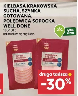 Kiełbasa krakowska sucha, szynka gotowana, polędwica sopocka well done promocja w Stokrotka