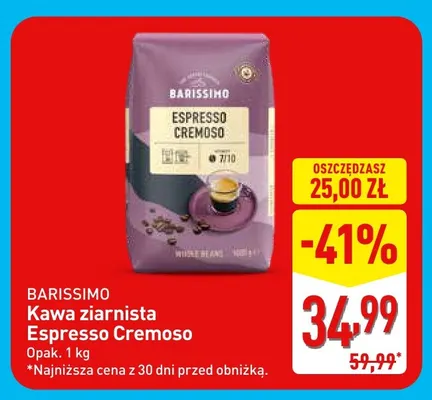 Kawa ziarnista Barissimo Espresso Cremoso promocja w Aldi