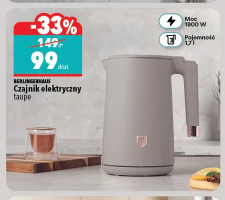 Czajnik elektryczny taupe BerlingerHaus promocja w Biedronka Home