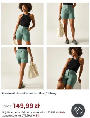 Spodenki damskie casual Regatta Great Outdoors Liza Zielony promocja w Regatta