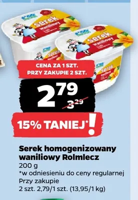 Serek homogenizowany waniliowy Rolmlecz promocja w Netto