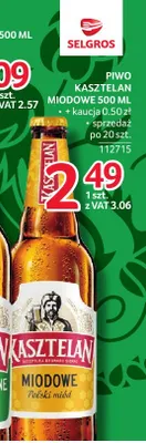 Piwo Kasztelan Miodowe promocja w Selgros