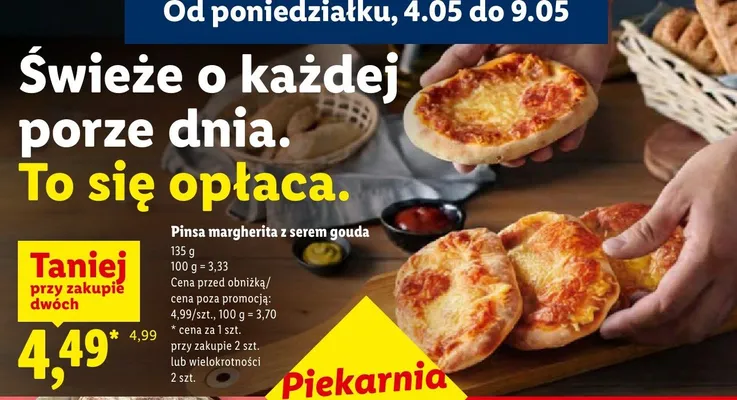 Pinsa margherita z serem gouda promocja w Lidl