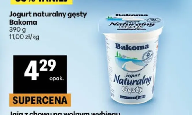 Jogurt naturalny gęsty Bakoma promocja w Delikatesy Centrum