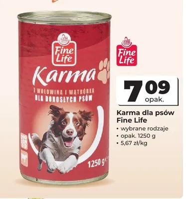 Karma dla psów Fine Life z wołowiną i wątróbką promocja w Odido