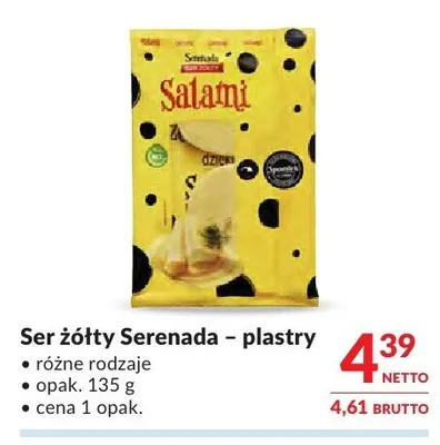 Ser żółty Serenada plastry promocja w Makro
