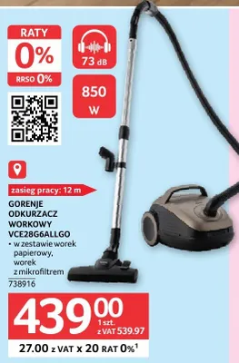 Odkurzacz workowy GORENJE ODKURZACZ WORKOWY VCE28GGALLGO promocja w Selgros