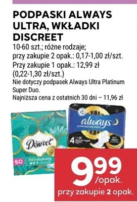 Podpaski ultra, wkładki promocja w Stokrotka