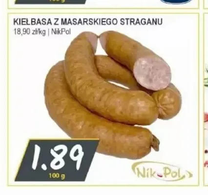 Kiełbasa z masarskiego straganu Nik-Pol promocja w Słoneczko
