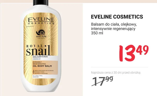 Balsam do ciała olejkowy intensywnie regenerujący Eveline Cosmetics promocja w Rossmann