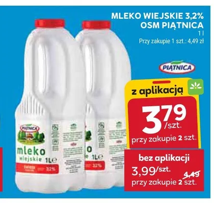 Mleko wiejskie 3,2% OSM Piątnica promocja w Stokrotka