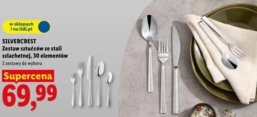 Zestaw sztućców ze stali szlachetnej, 30 elementów promocja w Lidl
