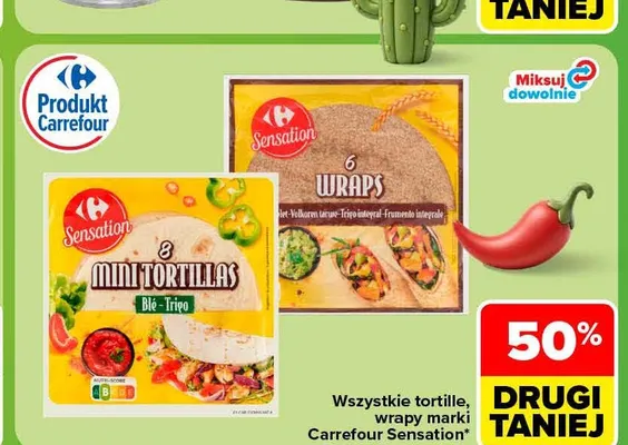 Mini tortillas Carrefour Sensation 8 szt. promocja w Carrefour Market