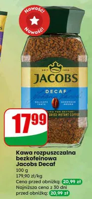Kawa rozpuszczalna bezkofeinowa Decaf promocja w Dino