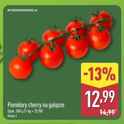 Pomidory cherry na gałązce promocja w Aldi