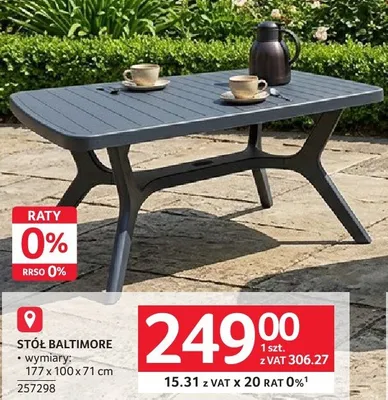 Stół Baltimore wymiary 177x100x71 cm promocja w Selgros