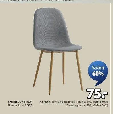 Krzesło JONSTRUP tkanina i stal promocja w Jysk