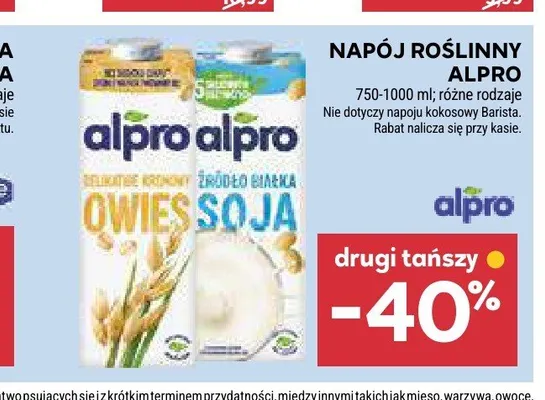 Napój roślinny Alpro promocja w Stokrotka